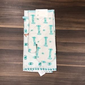 Anthropologie I Monogram Dishtowel And Oven Mitt